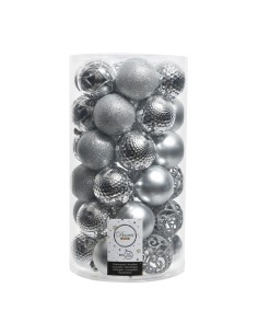Tubo con 37 bolas plateadas decorativas para arbol de navidad ø6cm