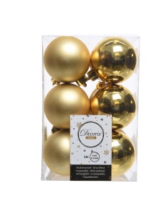 Caja de 12 bolas doradas decorativas para arbol de navidad ø6cm