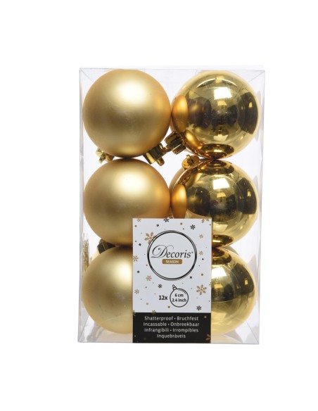 Caja de 12 bolas doradas decorativas para arbol de navidad ø6cm