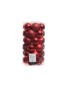 Tubo con 37 bola rojas decorativas para arbol de navidad ø6cm