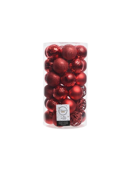 Tubo con 37 bola rojas decorativas para arbol de navidad ø6cm
