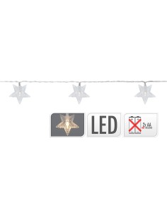 Guirnalda a pilas fija 10 leds con estrellas luz blanco frio 1,3m