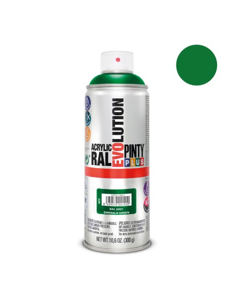 Pintura acrílica spray evolution 520 cc ral 6001 esmerald green 300 g