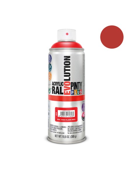 Pintura acrílica spray evolution 520 cc ral 3000 flame red 300 g