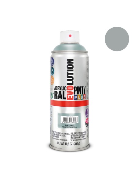 Pintura acrílica spray evolution 520 cc ral 7042 traffic grey 300 g