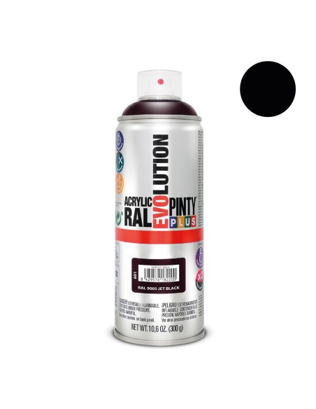 Pintura acrílica spray evolution 520 cc ral 9005 negro intenso