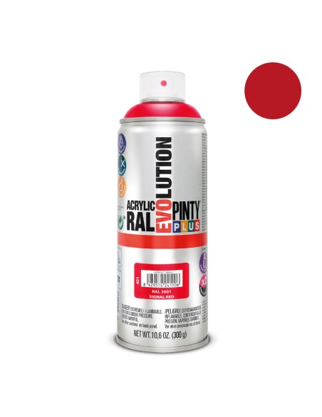 Pintura acrílica spray evolution 520 cc ral 3001 signal red 300 g