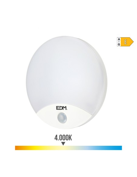 Aplique led redondo con sensor de movimiento 13 w 1850 lm 4000 k ip54 ø25 x 4,9cm