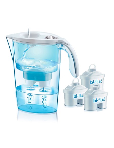 Kit jarra laica stream 2,3l blanca + 3 filtros bi-flux j9047ws