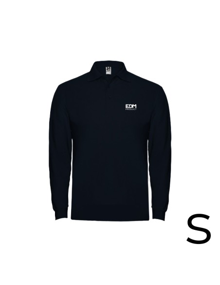 Polo negro manga larga talla-s 65% poliéster 35% algodon