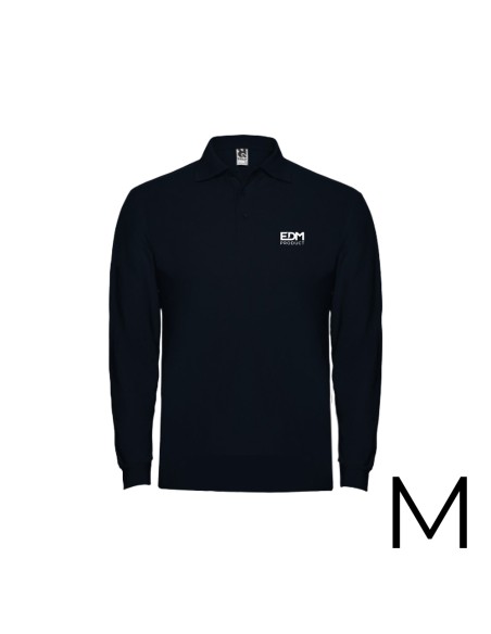 Polo negro manga larga talla-m 65% poliéster 35% algodon