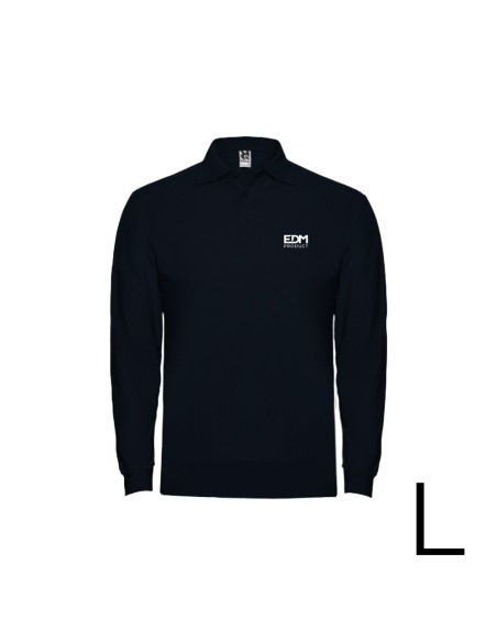 Polo negro manga larga talla-l 65% poliéster 35% algodón