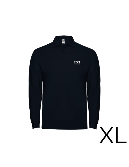 Polo negro manga larga talla-xl 65% poliéster 35%algodon