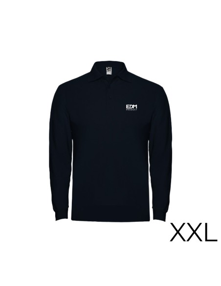 Polo negro manga larga talla-xxl 65% poliéster 35% algodon