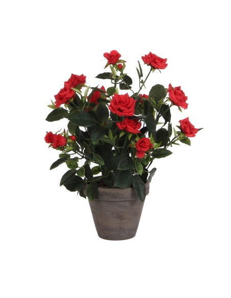 Rosal color rojo pvc con maceta gris