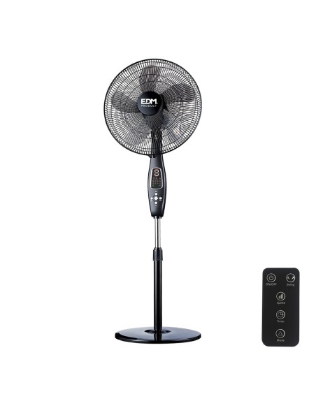 Ventilador de pie mando a distancia, negro, potencia 60 w 62,9 db aspas ø40 cm, altura regulable 110-130 cm