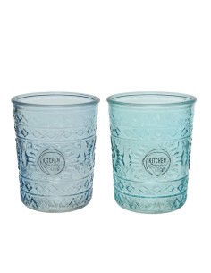 Vaso de cristal con relieve ø8.3 x 10,3 cm 350 ml colores surtidos