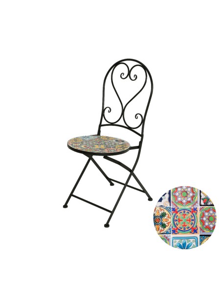Silla metálica/mosaico praga color negro para exterior 39 x 47 x 94 cm