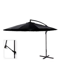 Parasol excéntrico ø300 cm altura maxima 3 m color: negro