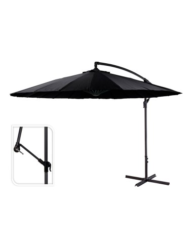 Parasol excéntrico ø300 cm altura maxima 3 m color: negro