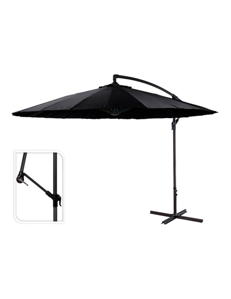 Parasol excéntrico ø300 cm altura maxima 3 m color: negro