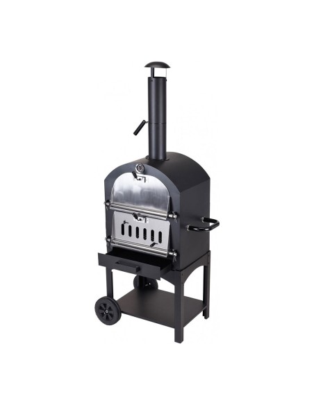 Barbacoa de carbon con horno de piedra 44,5x65x158cm