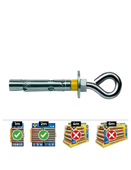 Anclaje dynabolt aro zincado ø8 x 45 mm, caja 25 uds