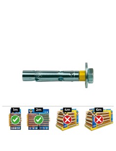 Anclaje dynabolt tornillo zincado m6 ø8 x 45 mm, caja 50 uds