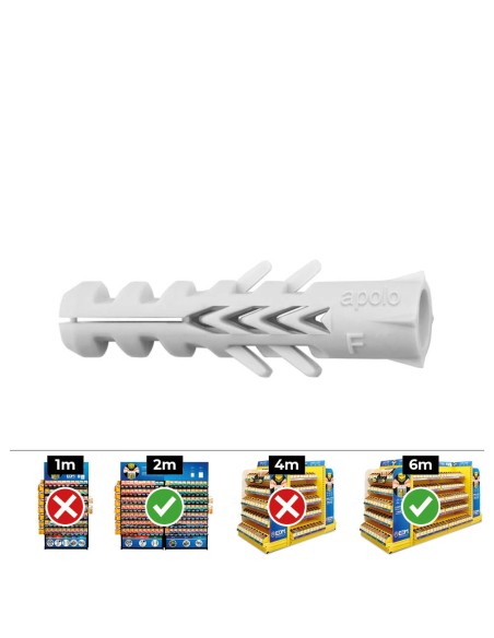 Taco nylon doble antigiro din/ref nf ø5 x 25 mm, caja 100 uds