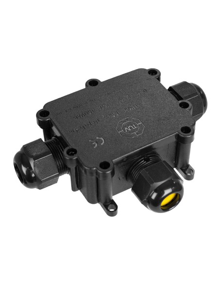 Caja de empalmes aerea para exterior estanca con 3 prensaestopas ip68 para exterior 9,3x7,3x3,8cm black series solera (retra ...