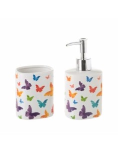 DOSIFICADOR BAÑO JABON 8,20 6,20 16CM CON VASO CERAM FLY COL