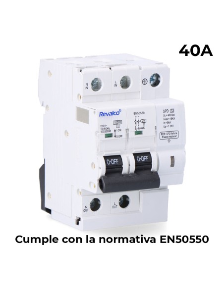 Iga 2p 40a c 10ka - protector de sobretension permanente segun normativa en-50550 y transitorio 5-15ka 275v