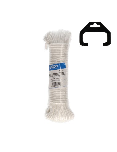 Cordón trenzada tendedero polipropileno blanco, calibre 4,5 mm x 25 m