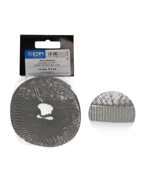 Cinta persiana gris 14 mm x 5 m