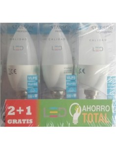 LAMPARA ILUMIN LED VELA E14 7W 700LM 6400K STARSON 3 PZ