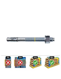 Anclaje homologado ce bap ø8 x 95 mm/30 zincado, caja 50 uds