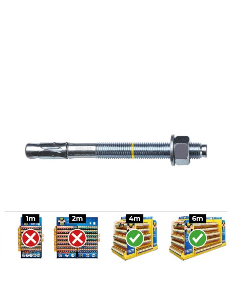 Anclaje homologado ce bap ø8 x 95 mm/30 zincado, caja 50 uds