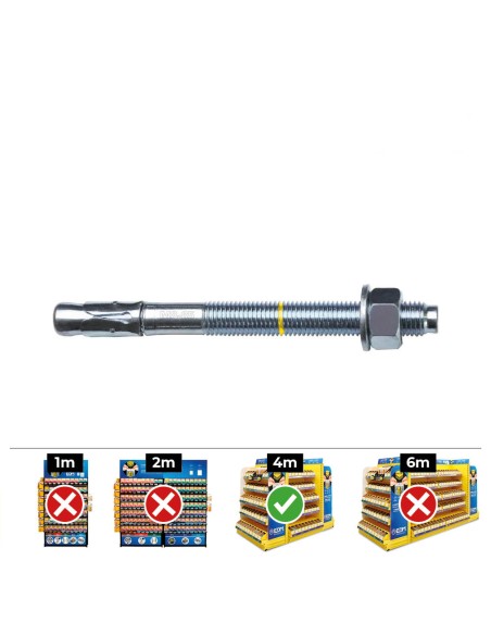 Anclaje homologado ce bap ø10 x 92 mm/17 zincado, caja 40 uds