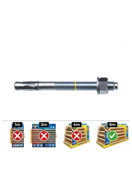 Anclaje homologado ce bap ø10 x 125 mm/50 zincado, caja 25 uds