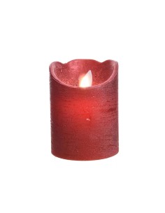 Vela de cera led color rojo con acabado metálico ø7,5 x 10 cm