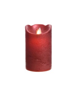 Vela de cera led color rojo con acabado metálico ø7,5 x 12,5 cm