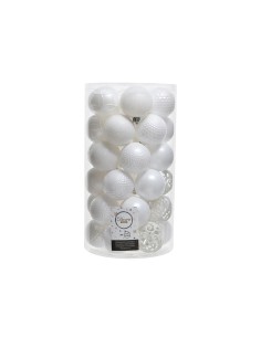 Tubo con 37 bolas blancas decorativas para arbol de navidad ø6cm