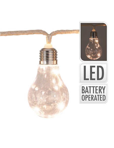 Guirnalda a pilas. 10 bombillas con 3 leds 2,55m