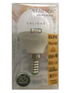 LAMPARA ILUMIN LED ESF. E14 6W 600LM  4200K STARSON