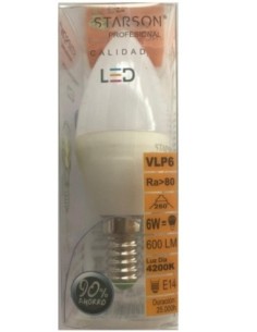 LAMPARA ILUMIN LED VELA E14 6W 600LM  4200K STARSON