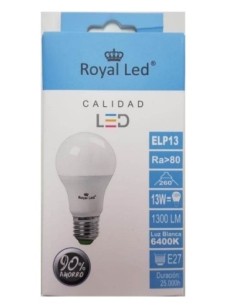 LAMPARA ILUMIN LED ESTAN E27 13W 1300LM 6400K ROYAL LED
