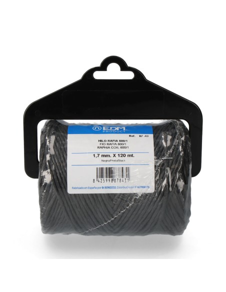 Cordel rafia negro 600/1 calibre 1,7 mm x 120 m