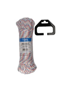 Cuerda trenzada blanca con pintas nylon, calibre 6 mm x 25 m