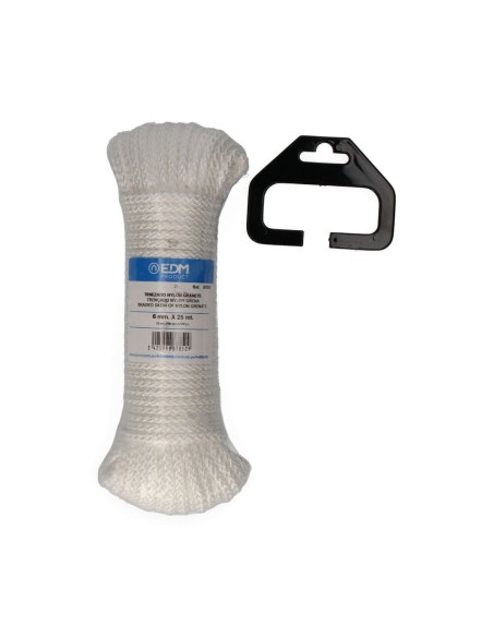 Cuerda trenzada nylon blanco granate, calibre 6 mm x 25 m