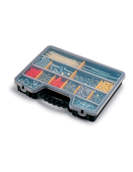 Organizador de compartimento con tapa hasta 20 divisiones: 5 fijas + 15 divisores removibles 39,5 x 30,5 x 6 cm